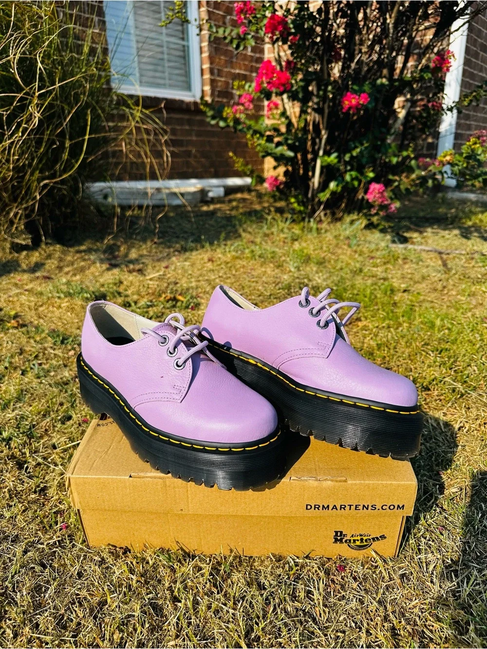 Dr. Martens Lavender Platform 3-Eye Lace-Up Shoes